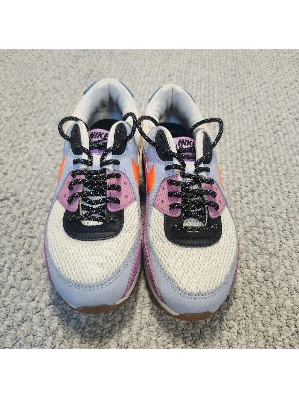 Nike Air Max 90 Carnival Sneakers in White Purple and Orange Size 7